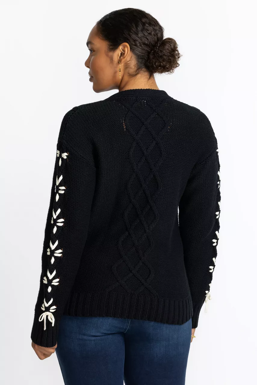 Johnny Was THE ANESSA BOW CARDIGAN Black