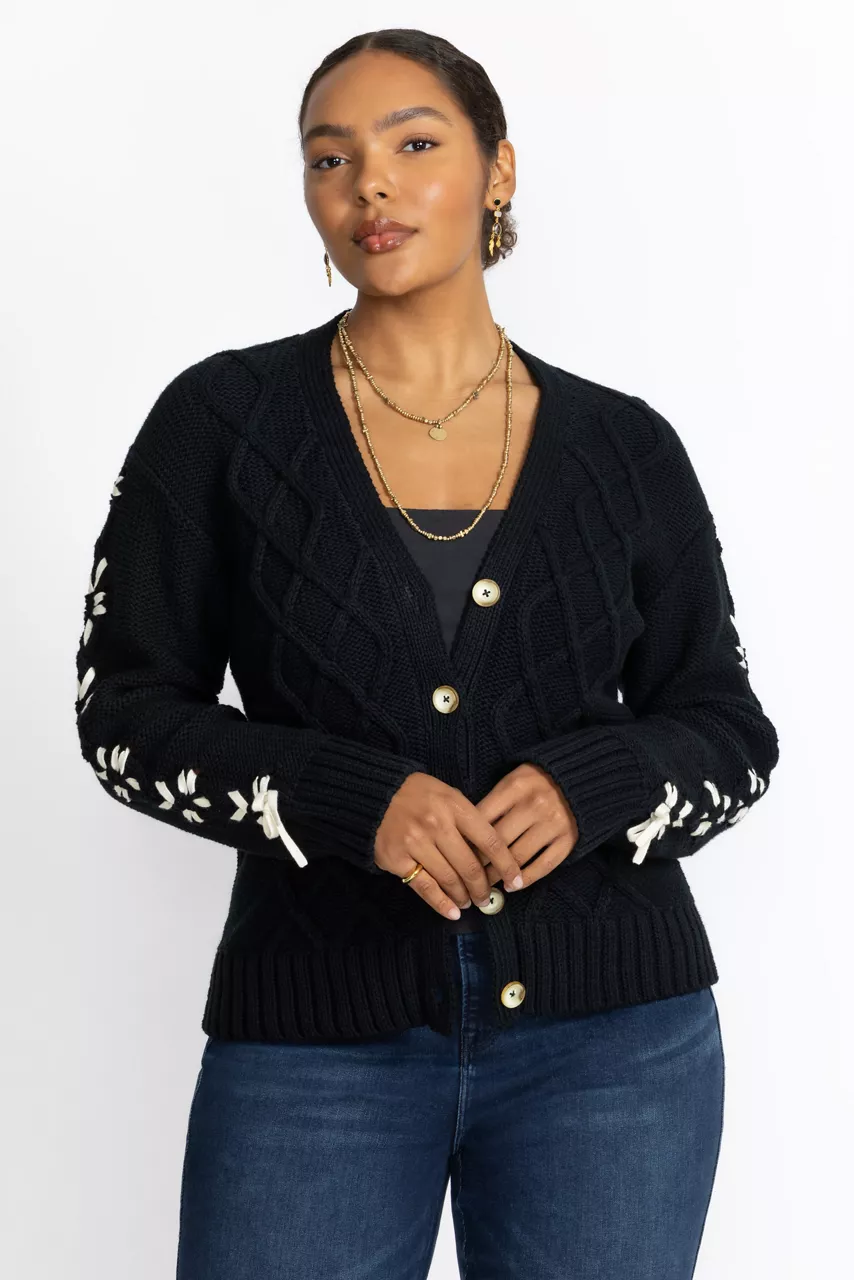 johnny was THE ANESSA BOW CARDIGAN Black