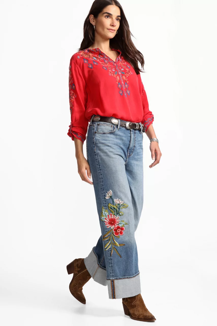 Johnny Was THE ANKLE WIDE LEG JEAN Medium Wash