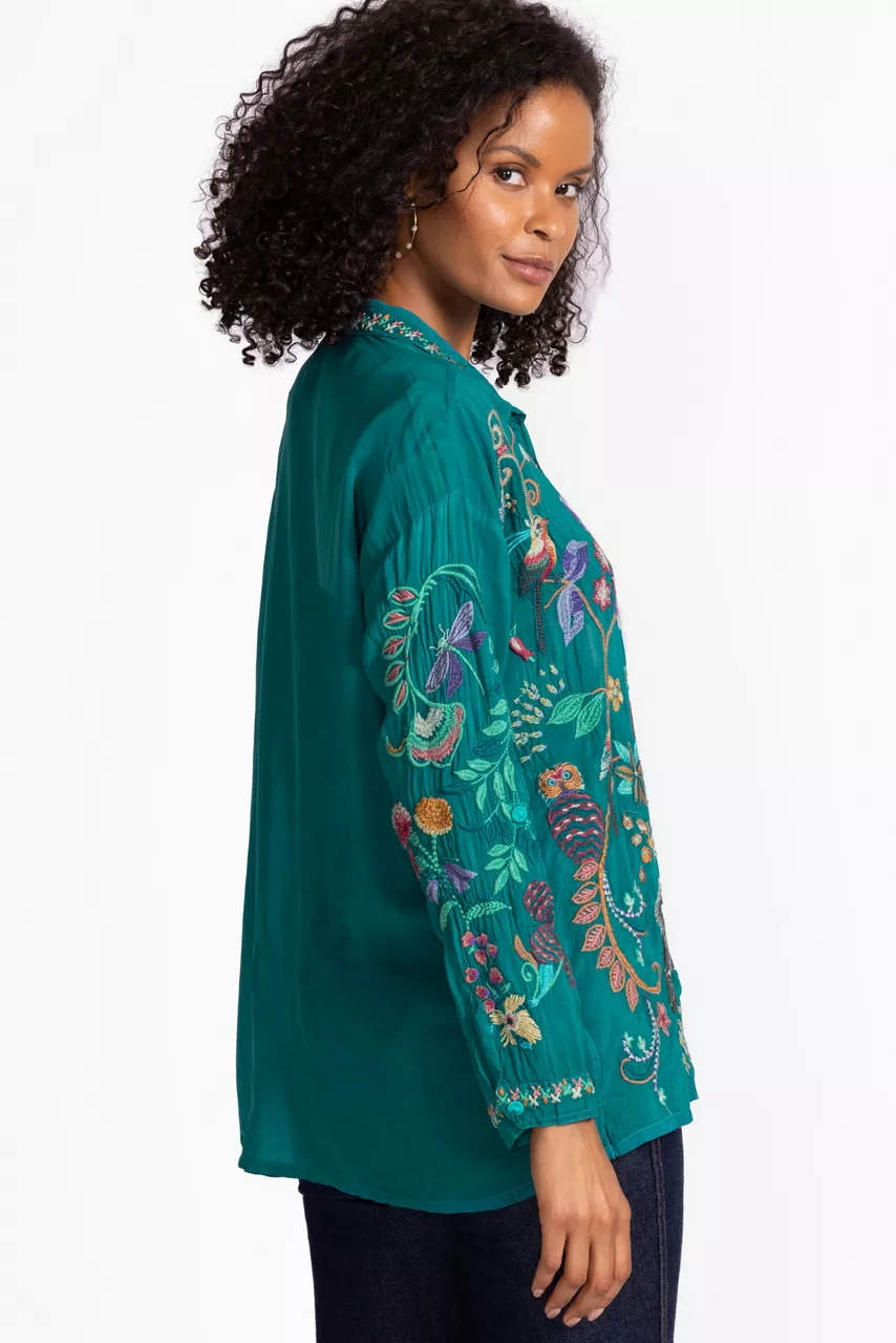 Johnny Was THE AUDREY COLLARED SHIRT Deep Lake