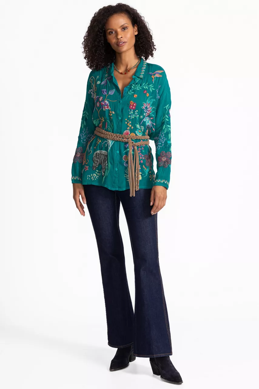 Johnny Was THE AUDREY COLLARED SHIRT Deep Lake