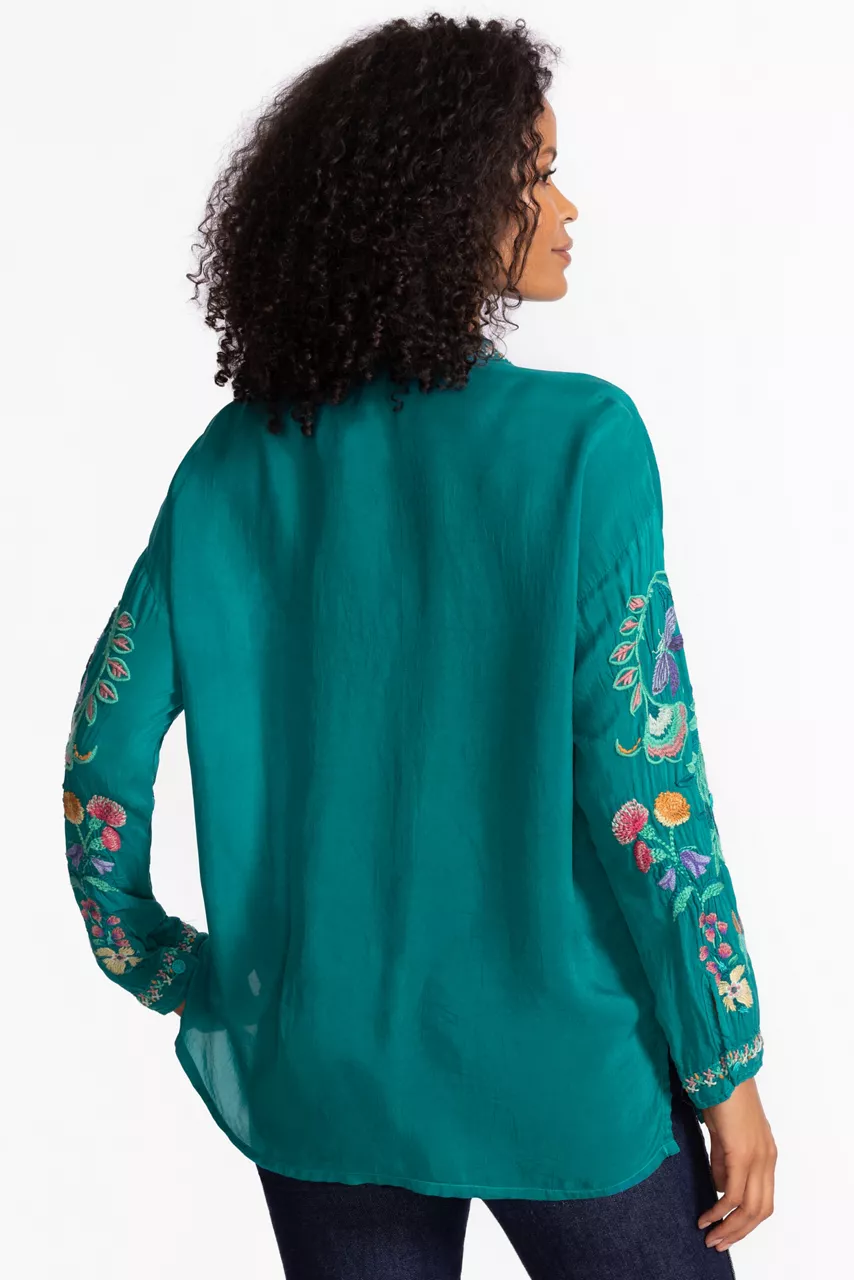 Johnny Was THE AUDREY COLLARED SHIRT Deep Lake