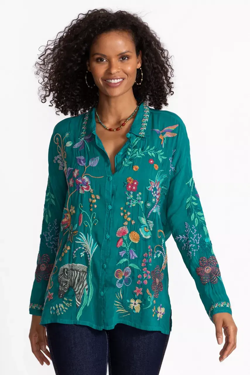 johnny was THE AUDREY COLLARED SHIRT Deep Lake