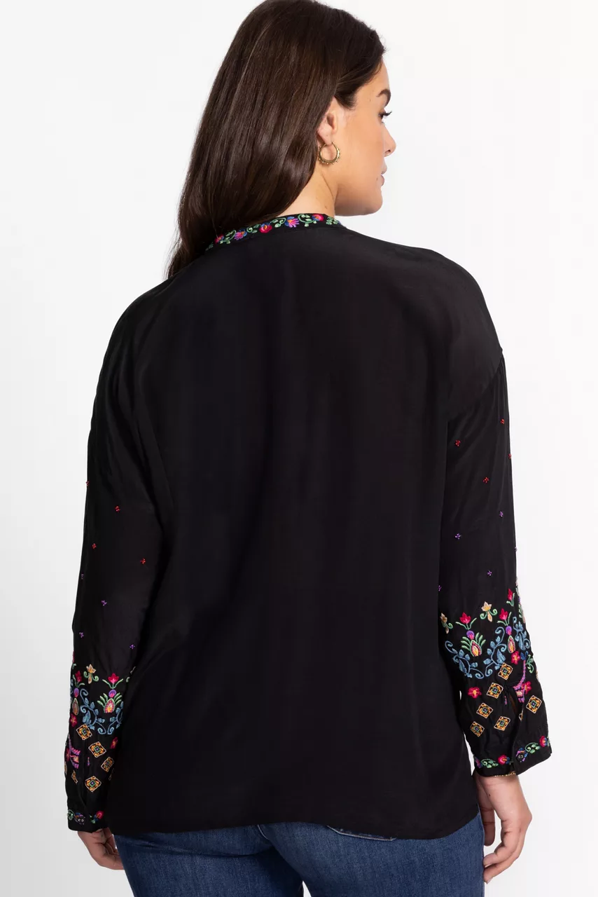 Johnny Was THE AUDREY MANDARIN COLLAR SHIRT Black