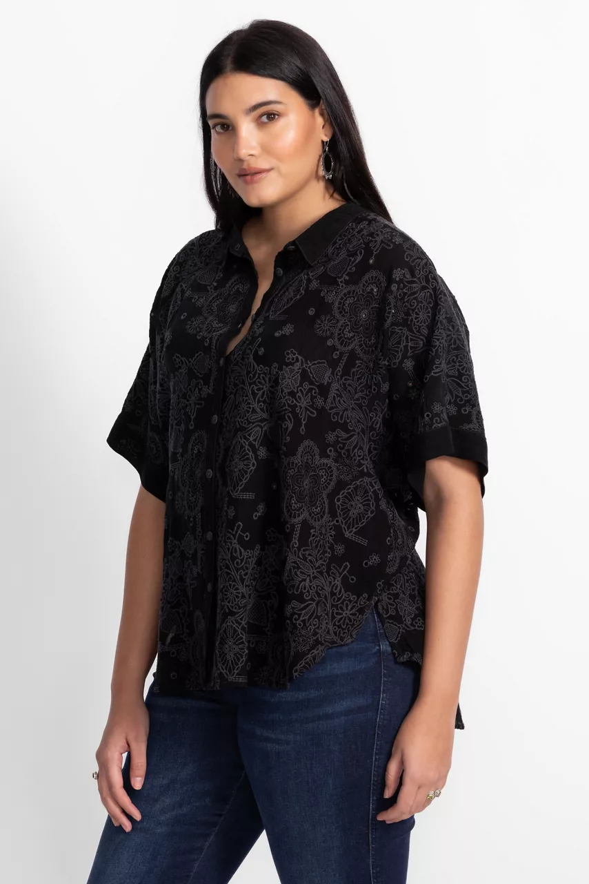 Johnny Was THE AUDREY SHORT SLEEVE SHIRT Black