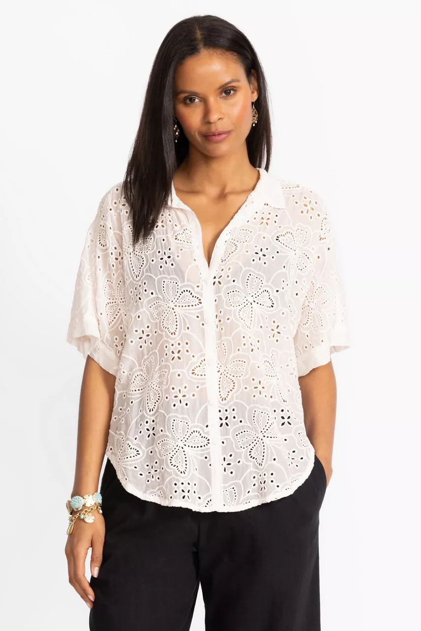 Johnny Was THE AUDREY SHORT SLEEVE SHIRT White