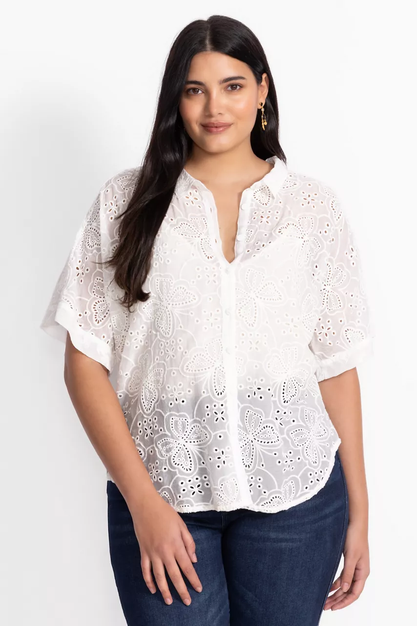 Johnny Was THE AUDREY SHORT SLEEVE SHIRT White