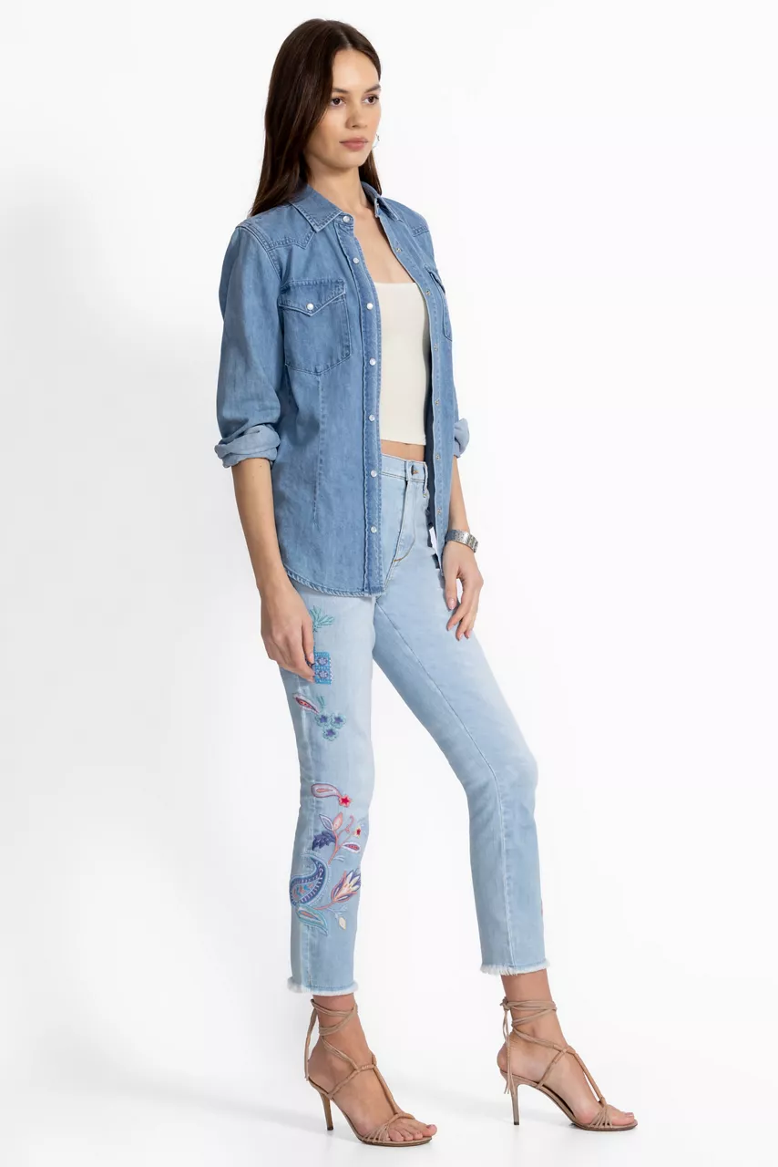 Johnny Was THE CROPPED SKINNY JEAN Medium Wash