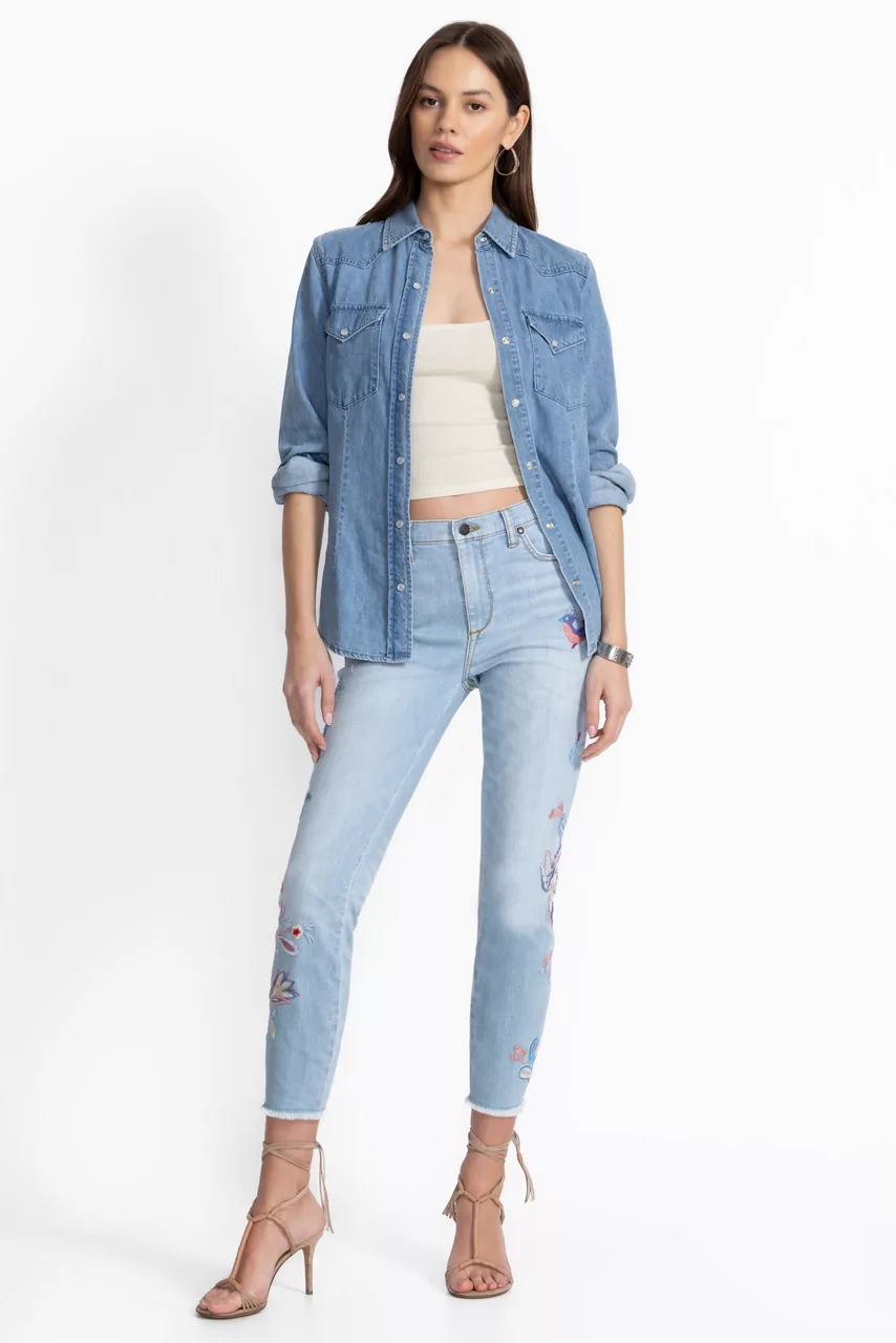 Johnny Was THE CROPPED SKINNY JEAN Medium Wash