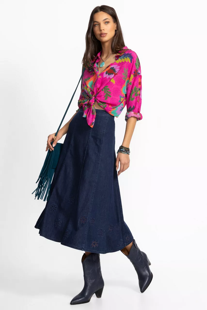 Johnny Was THE DENIM SKIRT Dark Wash