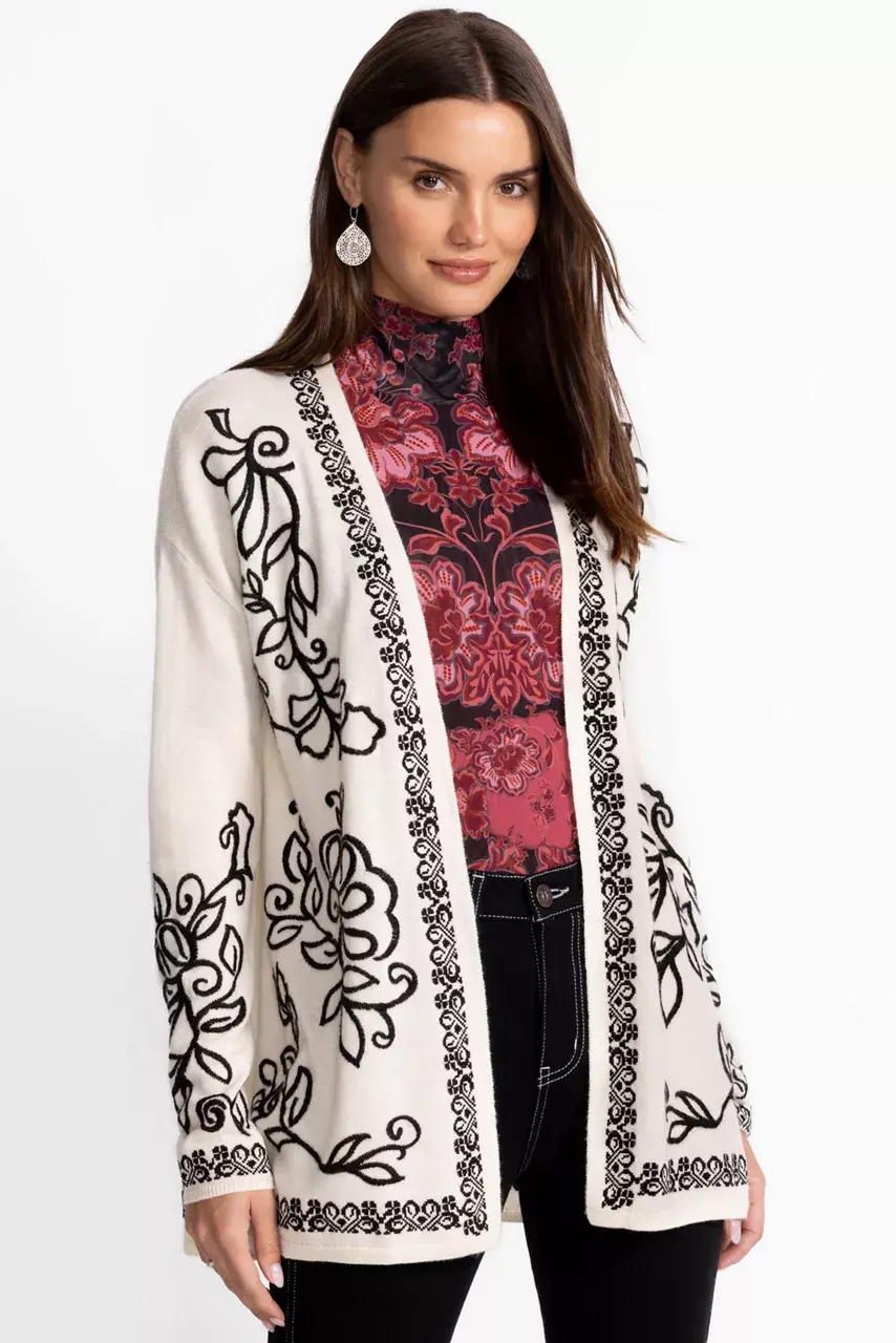 Johnny Was THE DRAPE CARDIGAN Off White