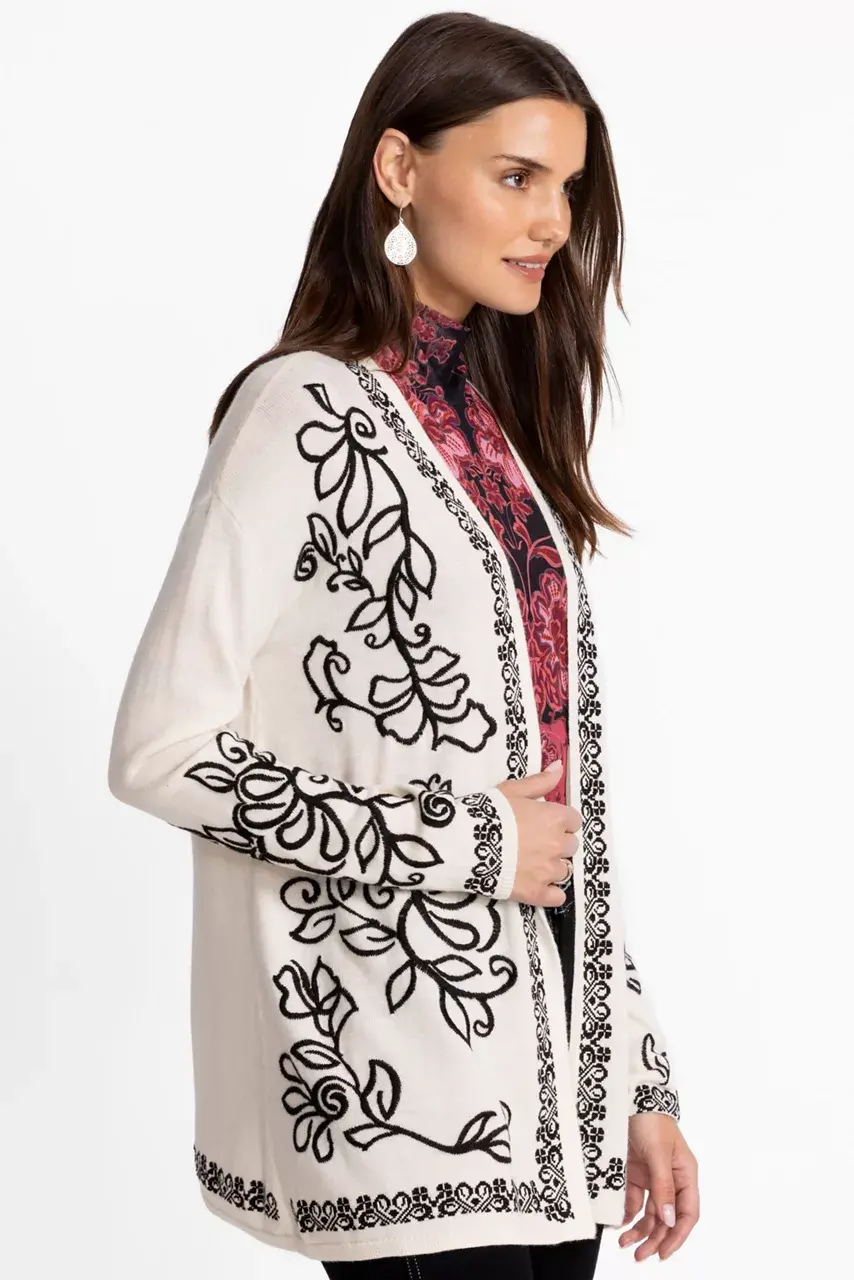 Johnny Was THE DRAPE CARDIGAN Off White