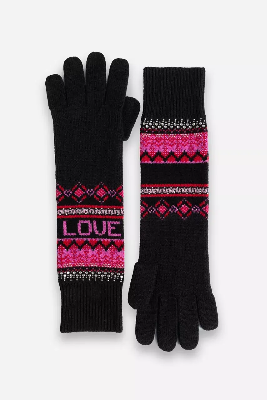 Johnny Was THE EMBROIDERED LONG GLOVES Black
