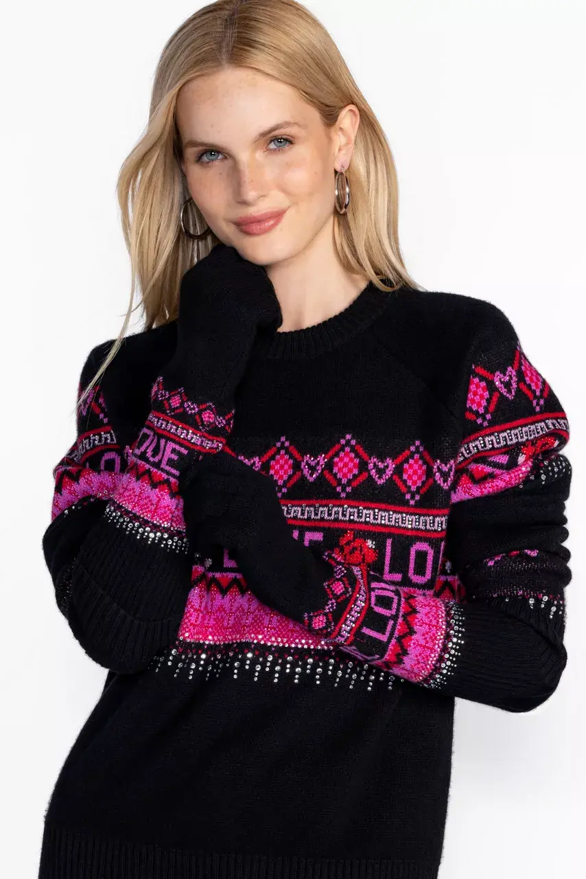 Johnny Was THE EMBROIDERED LONG GLOVES Black