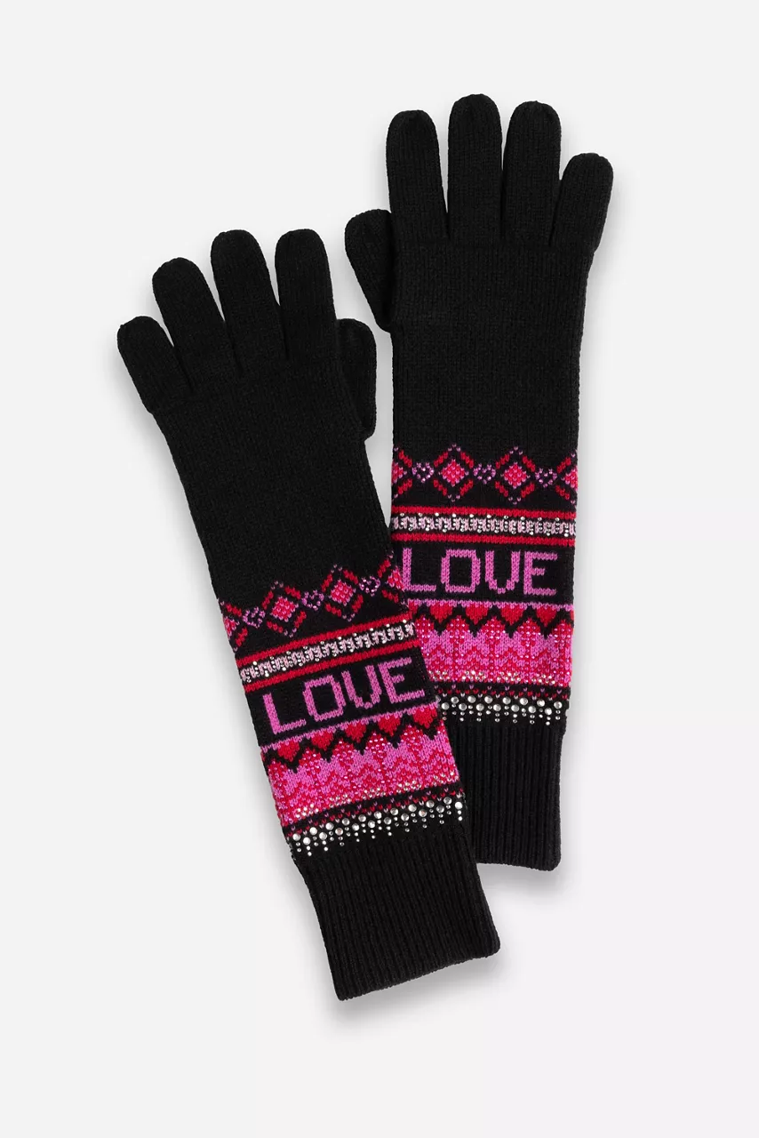 johnny was THE EMBROIDERED LONG GLOVES Black