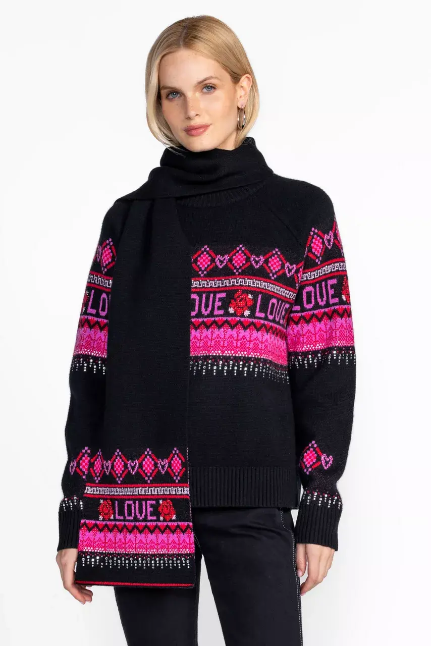 Johnny Was THE FAIRISLE SCARF Black