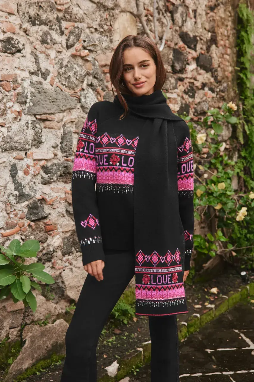 Johnny Was THE FAIRISLE SCARF Black