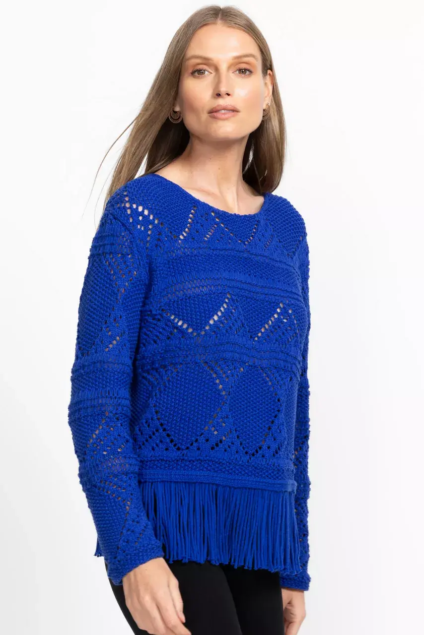 Johnny Was THE FRINGE PULLOVER Cobalt