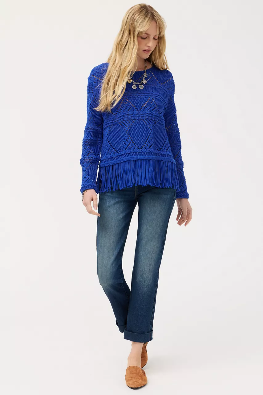 johnny was THE FRINGE PULLOVER Cobalt