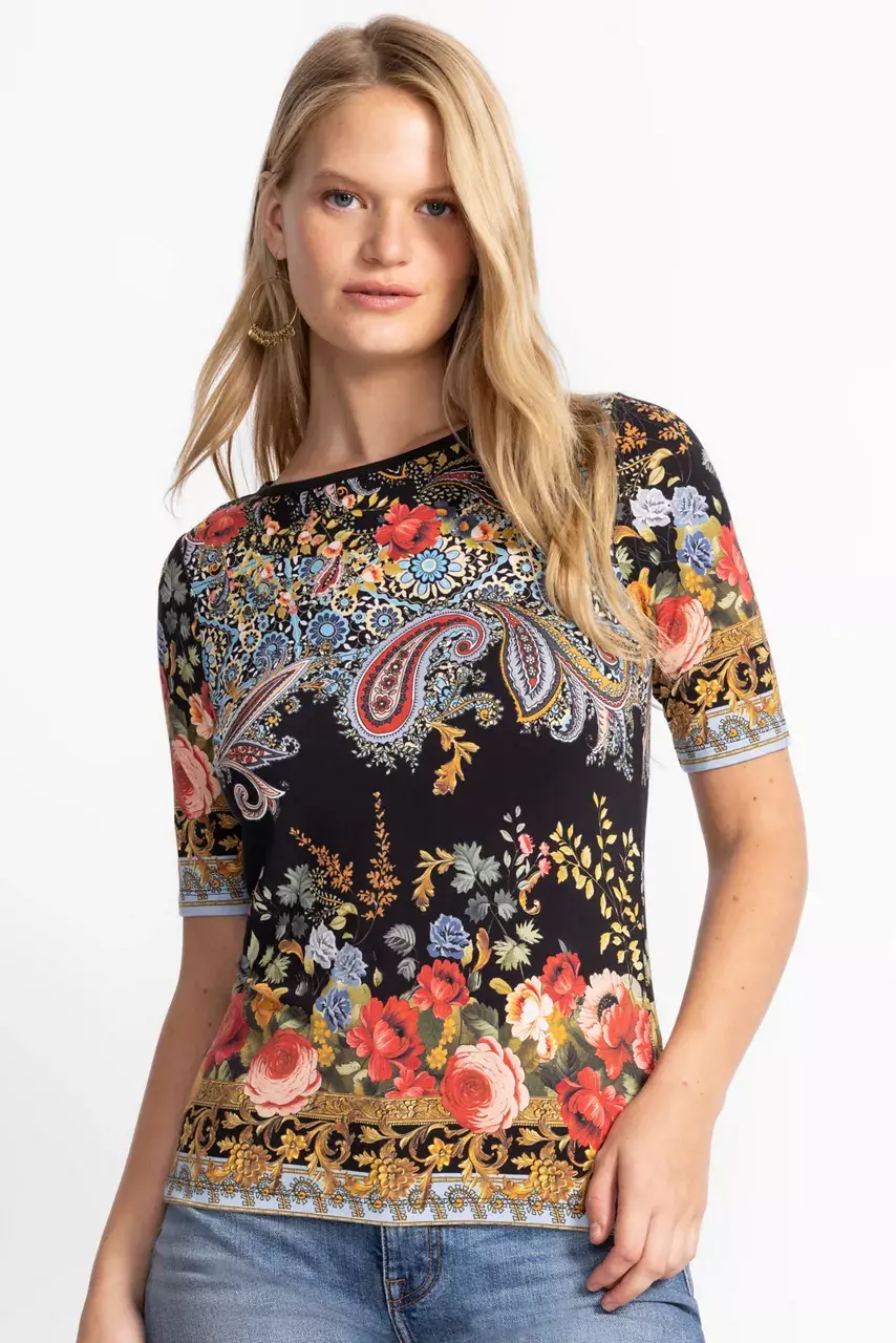 Johnny Was THE JANIE FAVORITE BOAT NECK TEE Leto