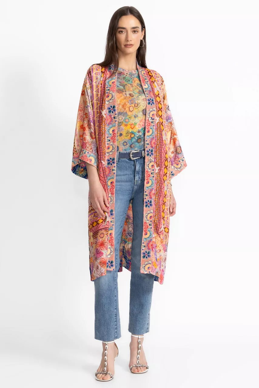 Johnny Was THE MAGGI LONG KIMONO Sage Pink