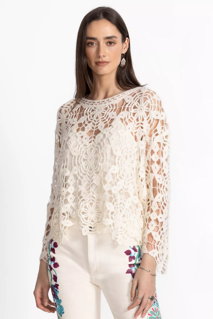 johnny was THE PICADO CROCHET PULLOVER Ecru