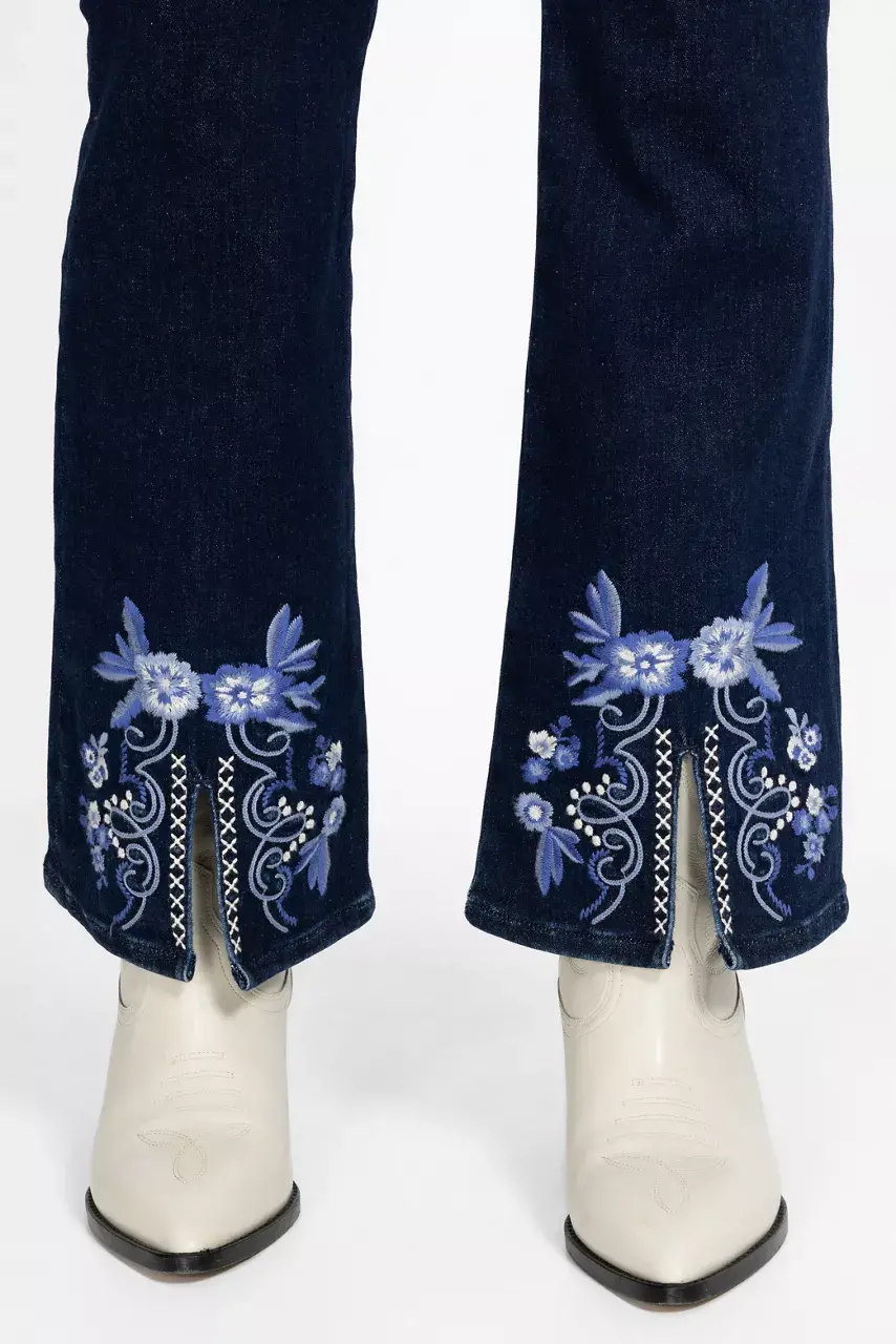 Johnny Was THE SLIT PULL ON KICK FLARE Dark Wash