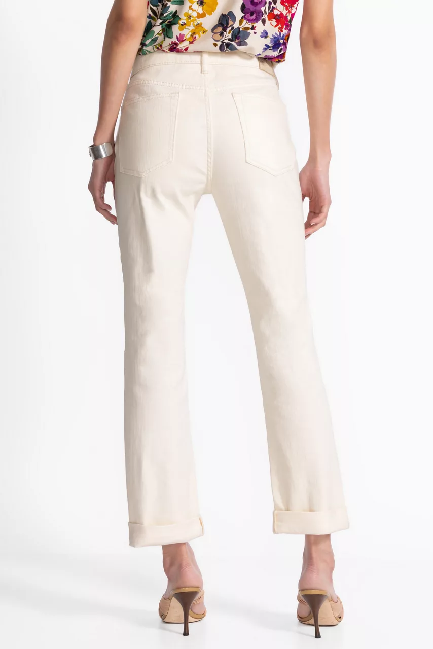 Johnny Was THE SOUTACHE BOYFRIEND JEAN Ecru