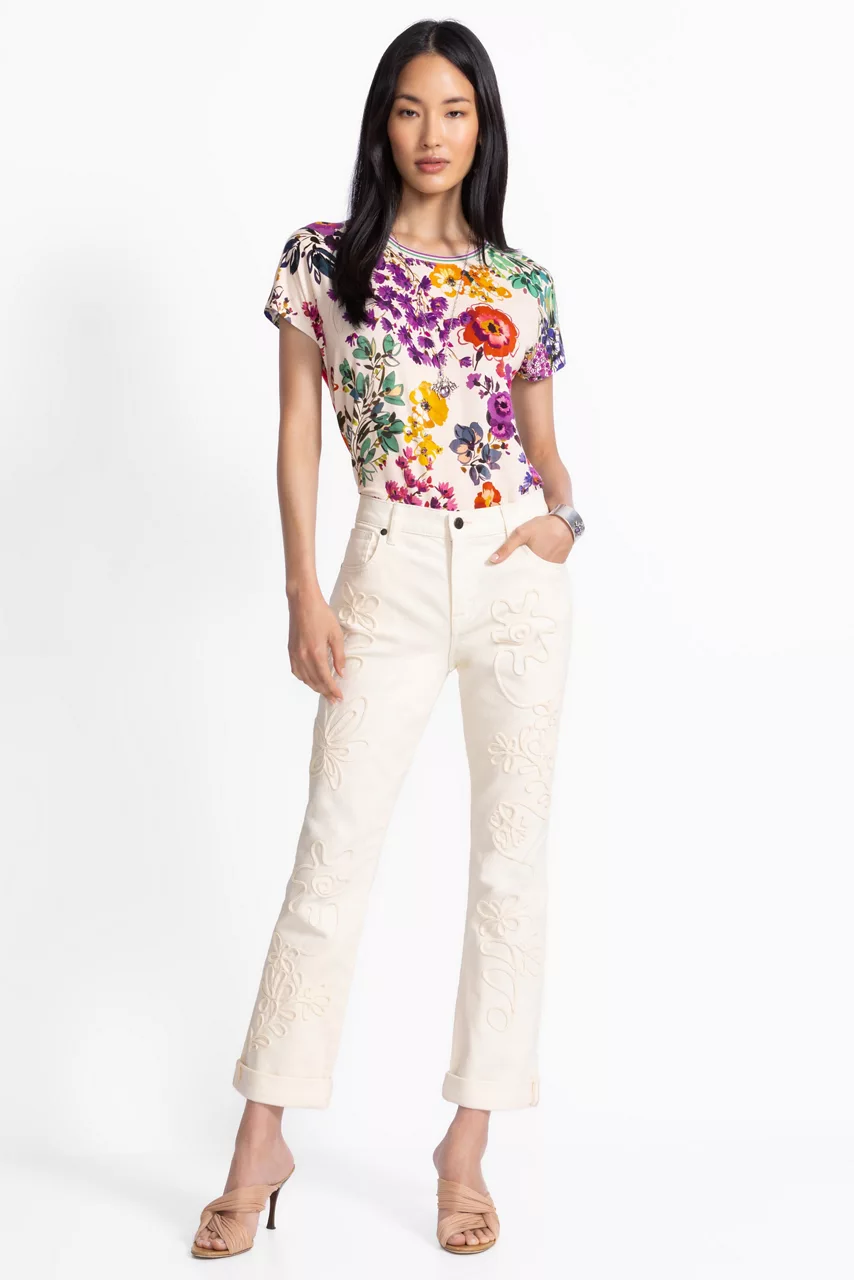 johnny was THE SOUTACHE BOYFRIEND JEAN Ecru