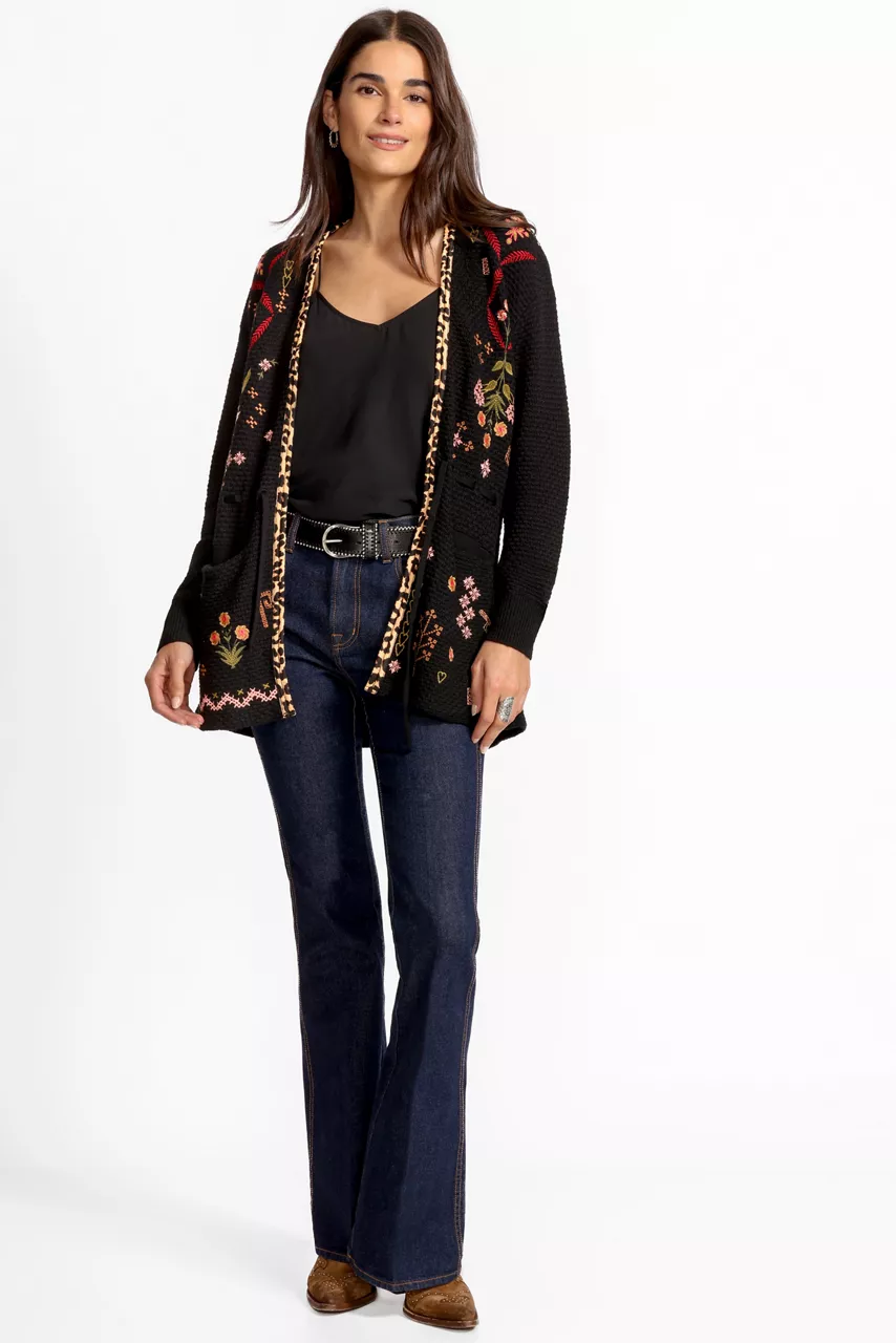 Johnny Was THE WAIST TIE CARDIGAN Black