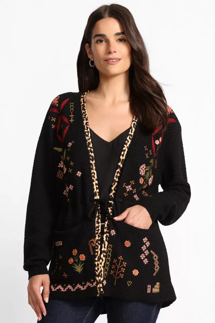 johnny was THE WAIST TIE CARDIGAN Black