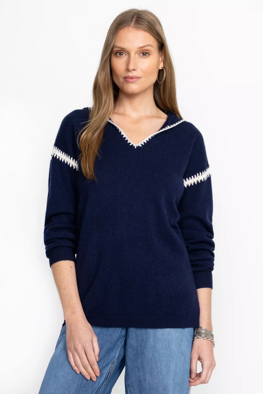 Johnny Was THE WHIPSTITCH HOODIE Navy