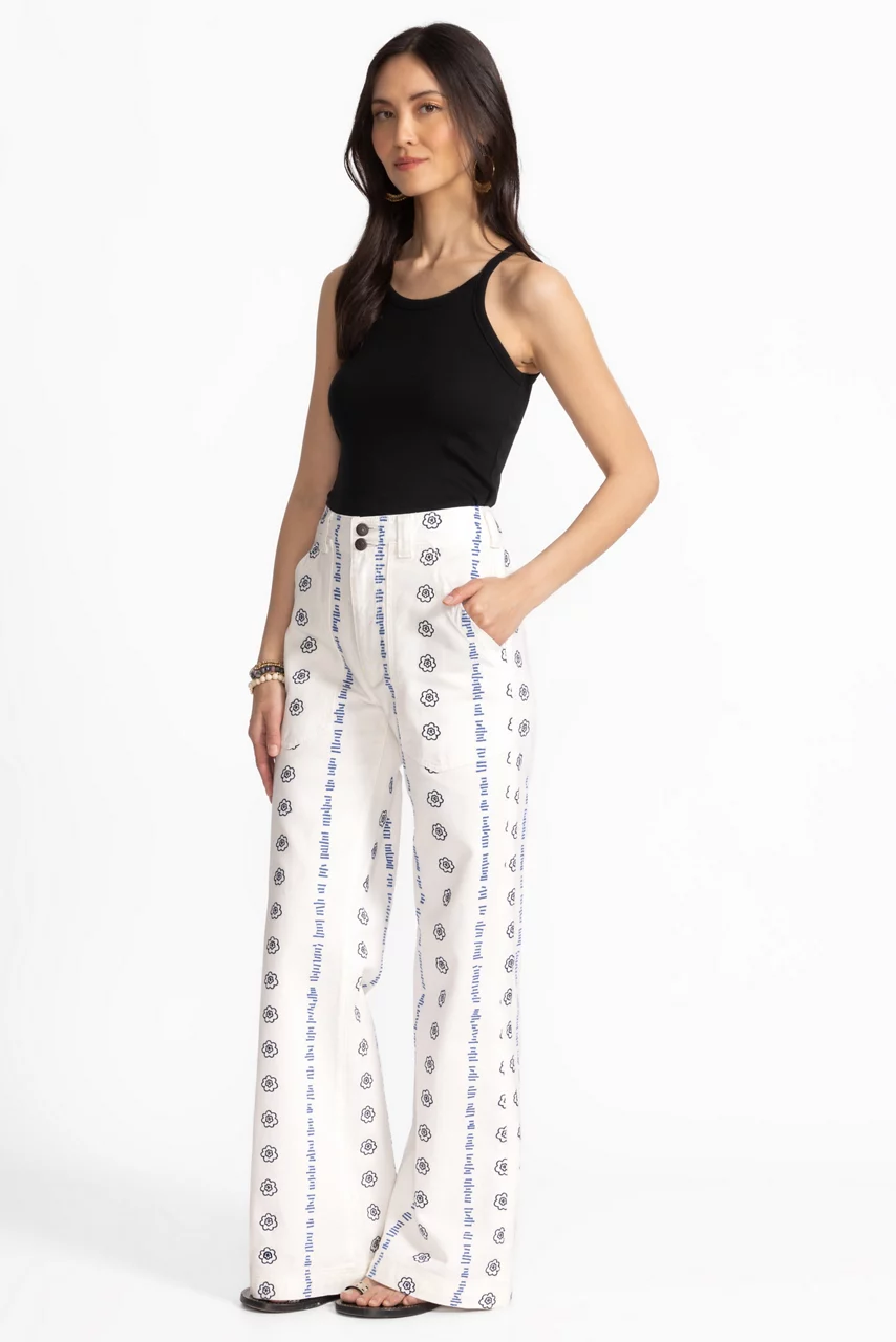 Johnny Was THE WIDE LEG TROUSER White