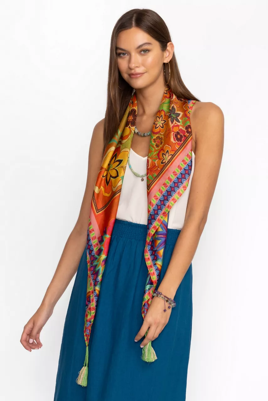 Johnny Was TIEDYE SILK SCARF Tiedye Scarf Print