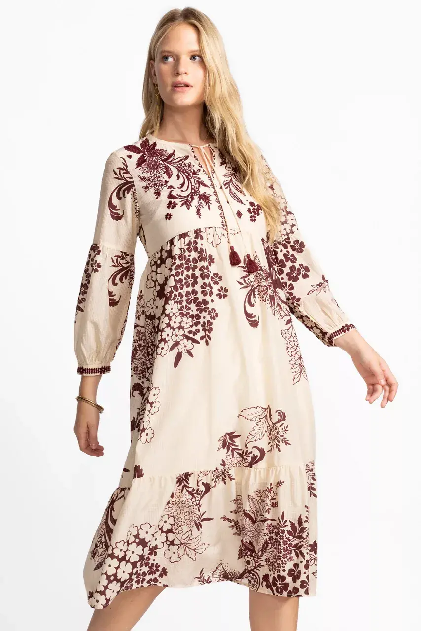 Johnny Was TIERED BISHOP SLEEVE DRESS Aquijio