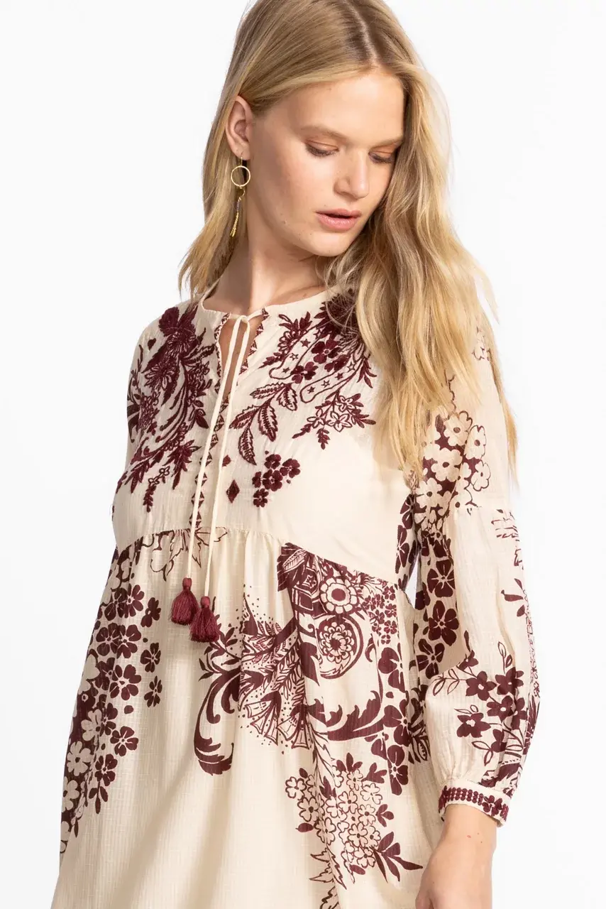 Johnny Was TIERED BISHOP SLEEVE DRESS Aquijio