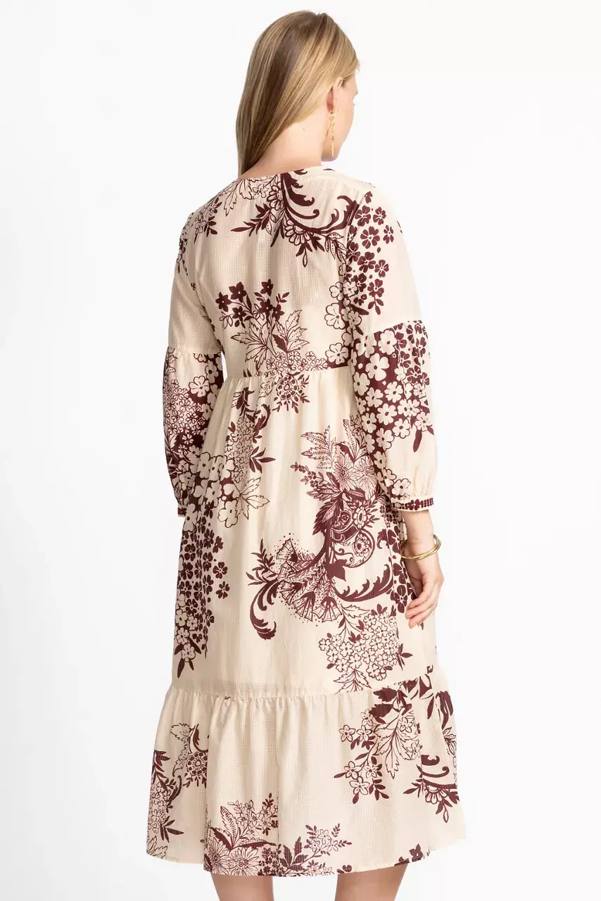 Johnny Was TIERED BISHOP SLEEVE DRESS Aquijio