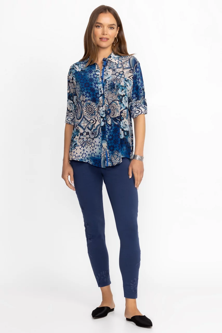 Johnny Was TONAL LEGGING Navy