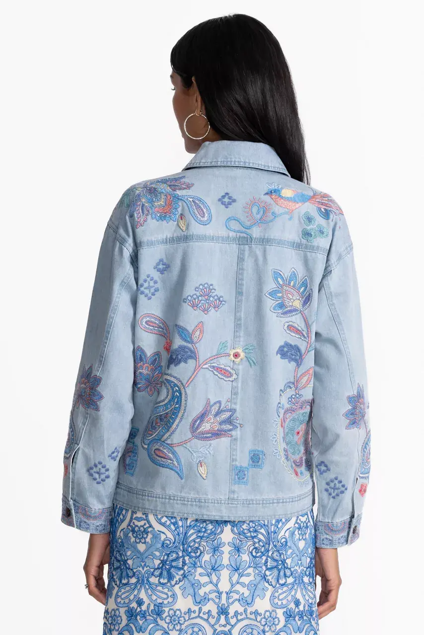 Johnny Was TRAPUNTO DENIM CHORE JACKET Denim Blue