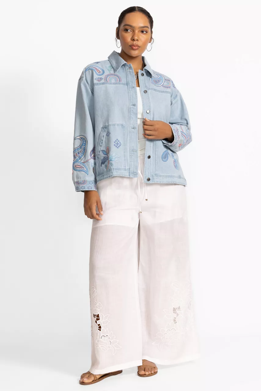 Johnny Was TRAPUNTO DENIM CHORE JACKET Denim Blue