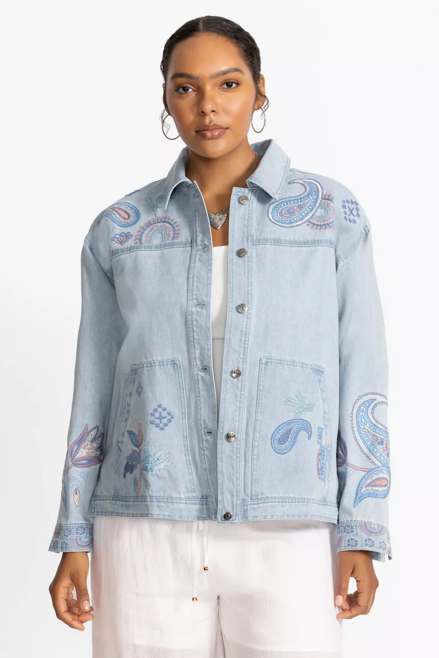 johnny was TRAPUNTO DENIM CHORE JACKET Denim Blue