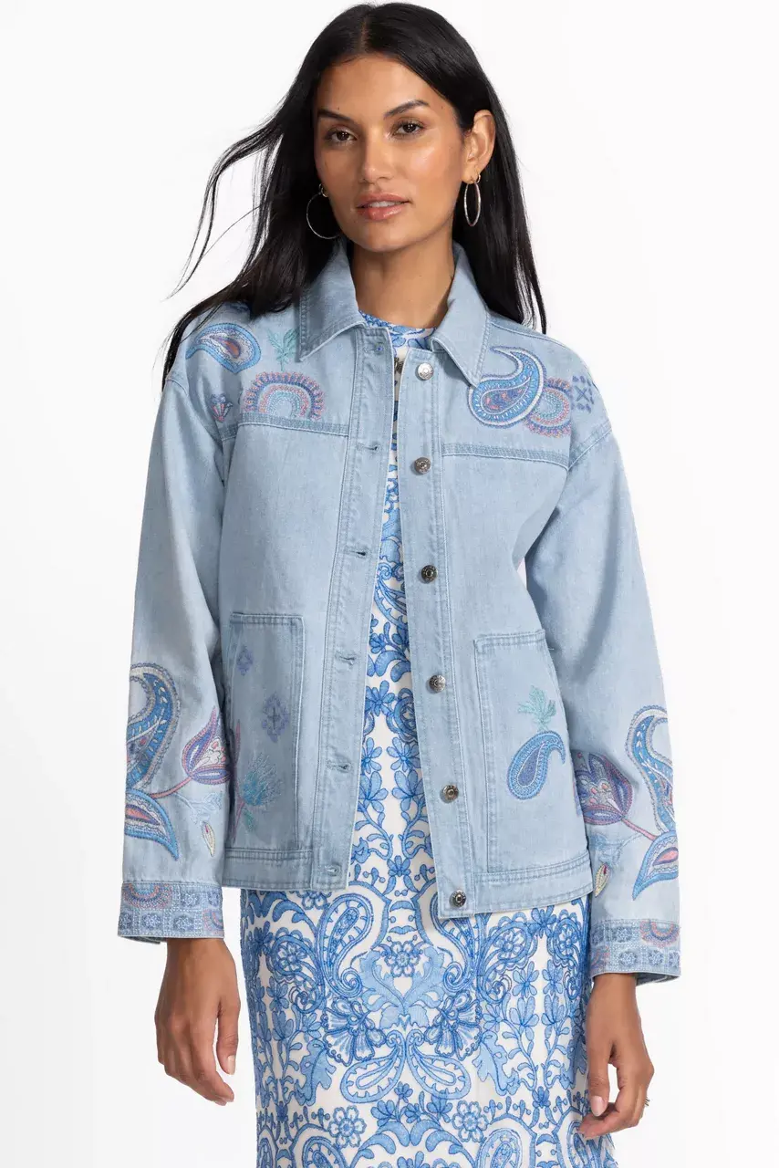 johnny was TRAPUNTO DENIM CHORE JACKET Denim Blue