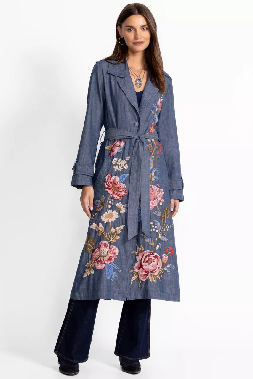 Johnny Was TRENCH COAT Denim Blue