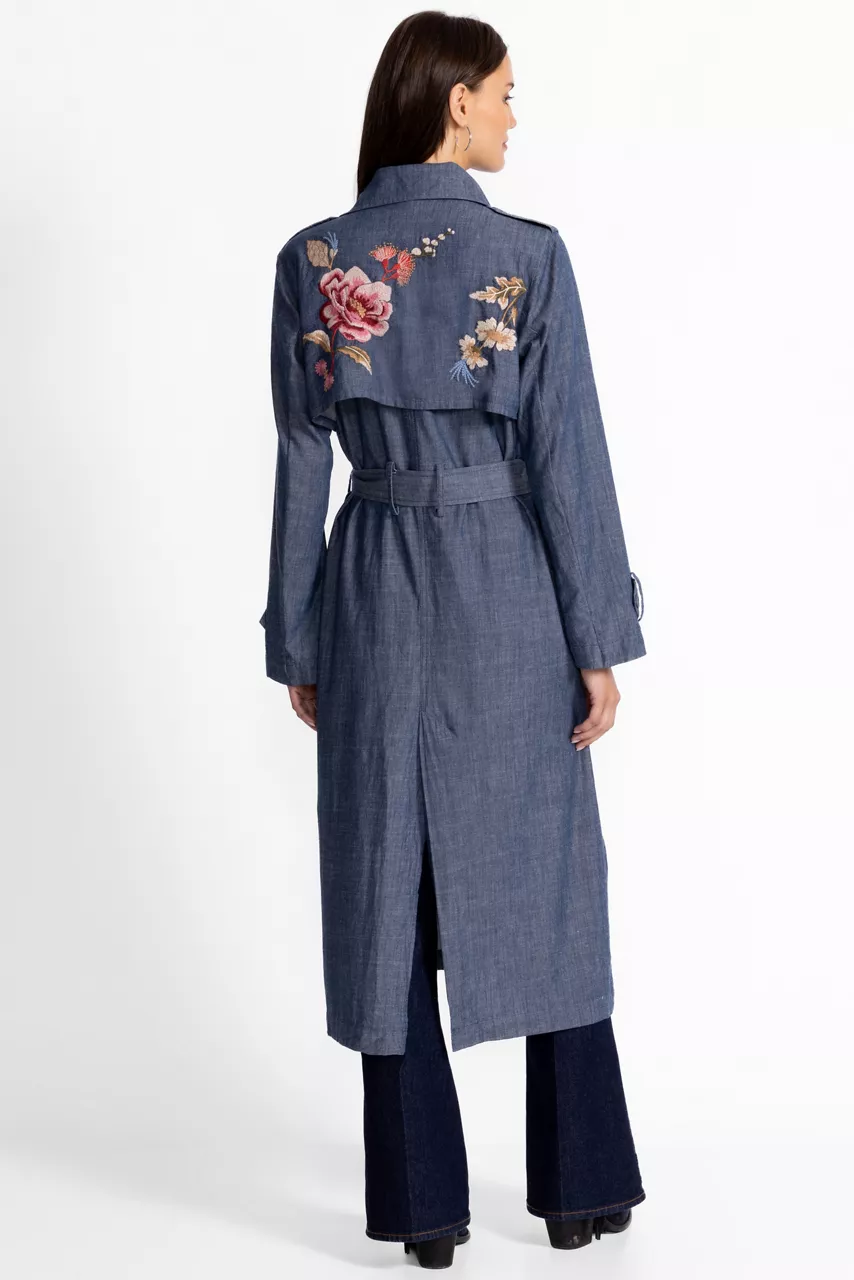 Johnny Was TRENCH COAT Denim Blue