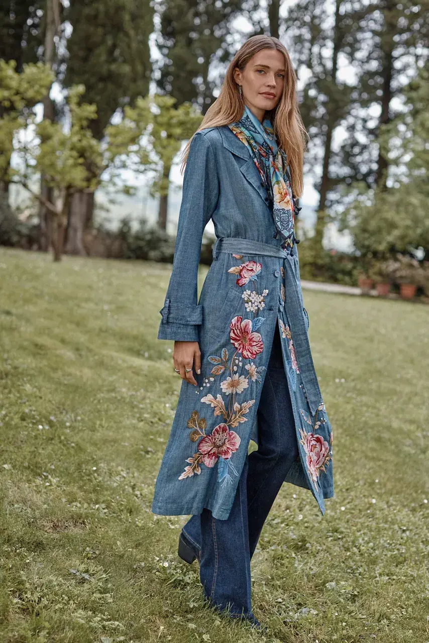 johnny was TRENCH COAT Denim Blue