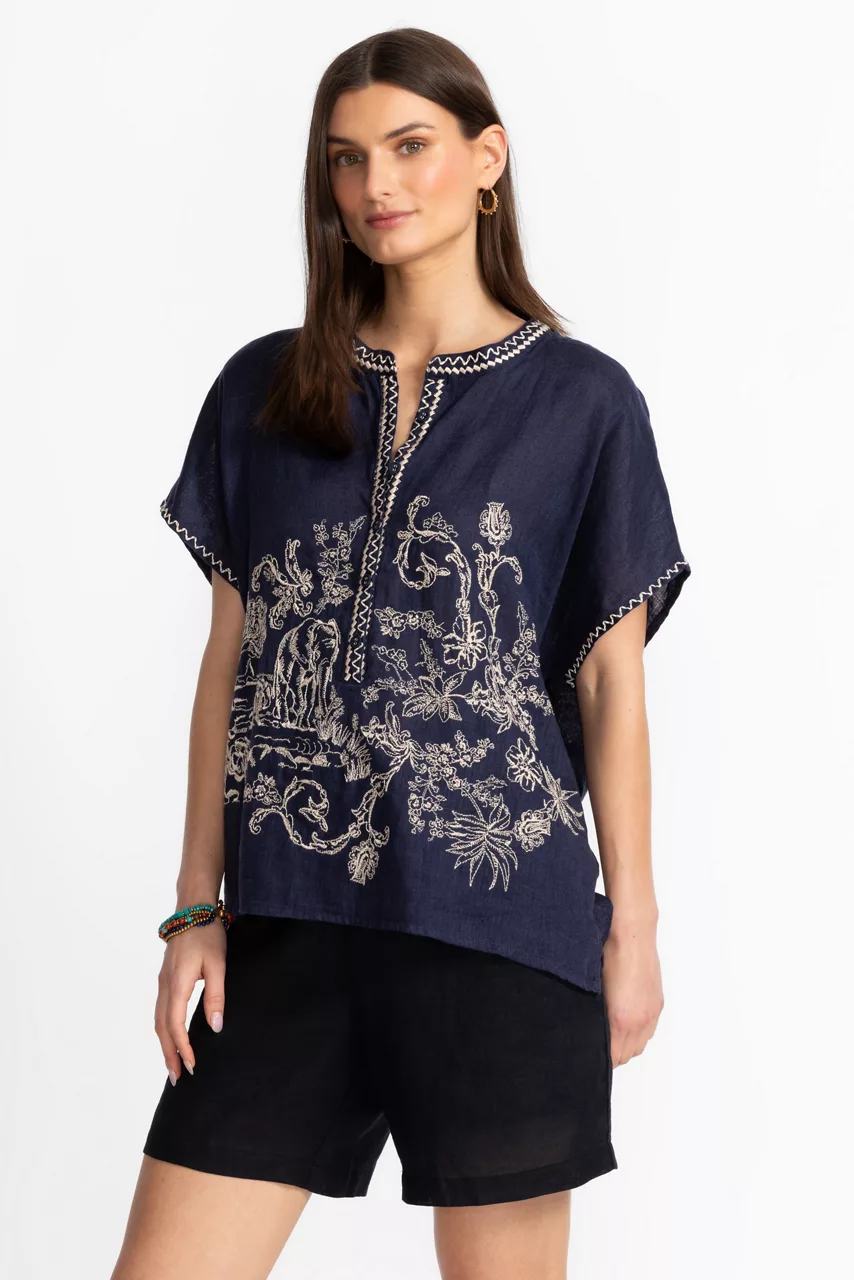 Johnny Was VANONA BLOUSE Blue Nights