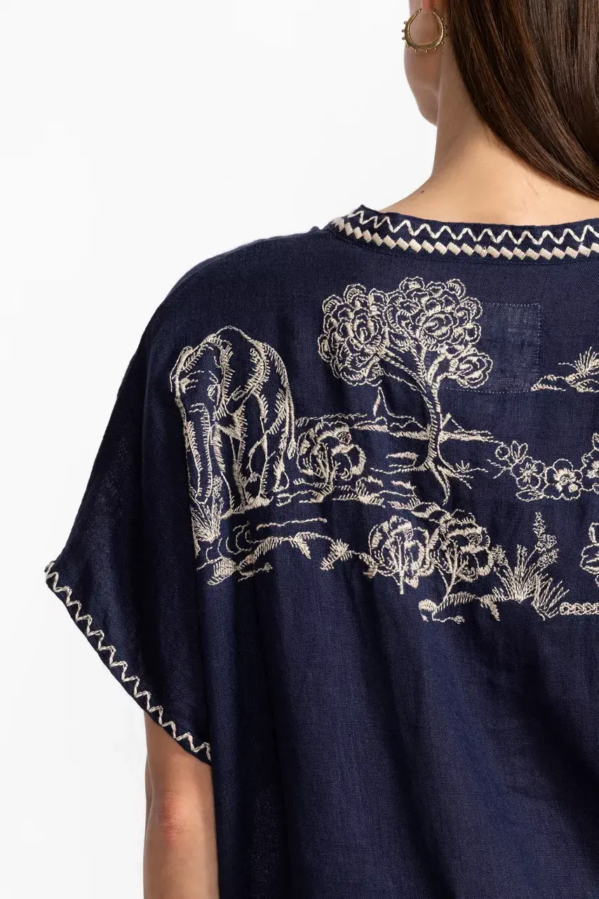 Johnny Was VANONA BLOUSE Blue Nights