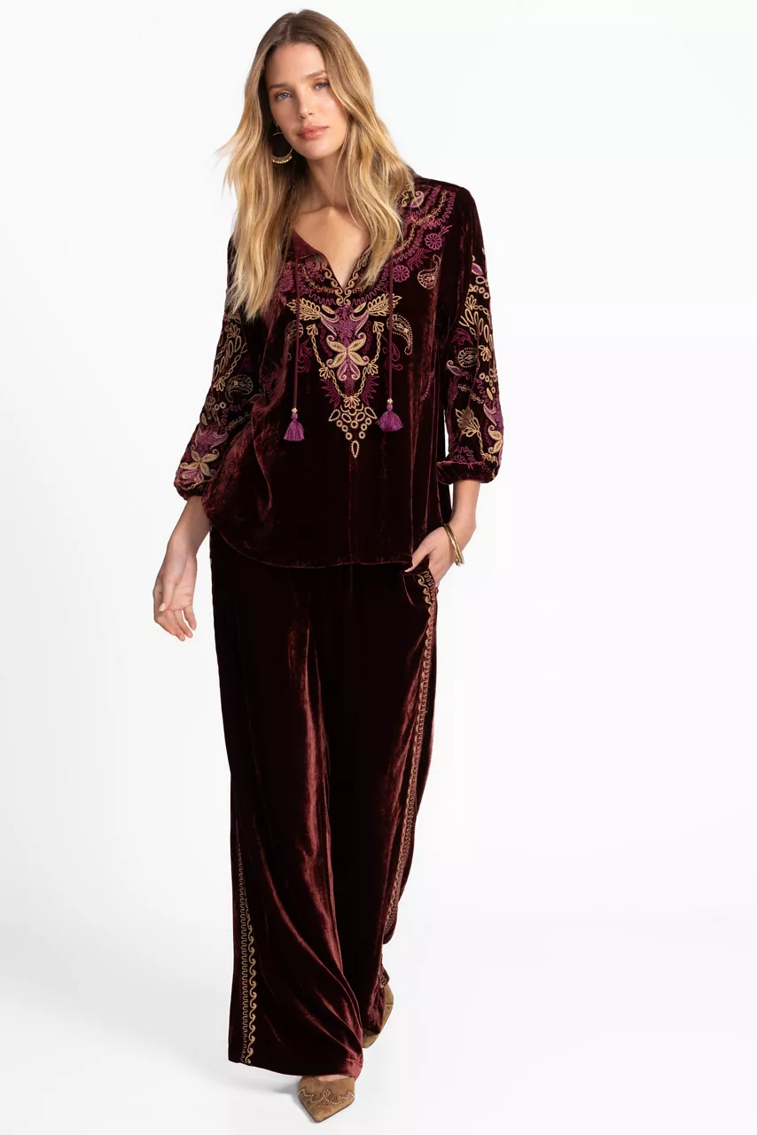 Johnny Was VELVET FIELD BLOUSE Blackberry