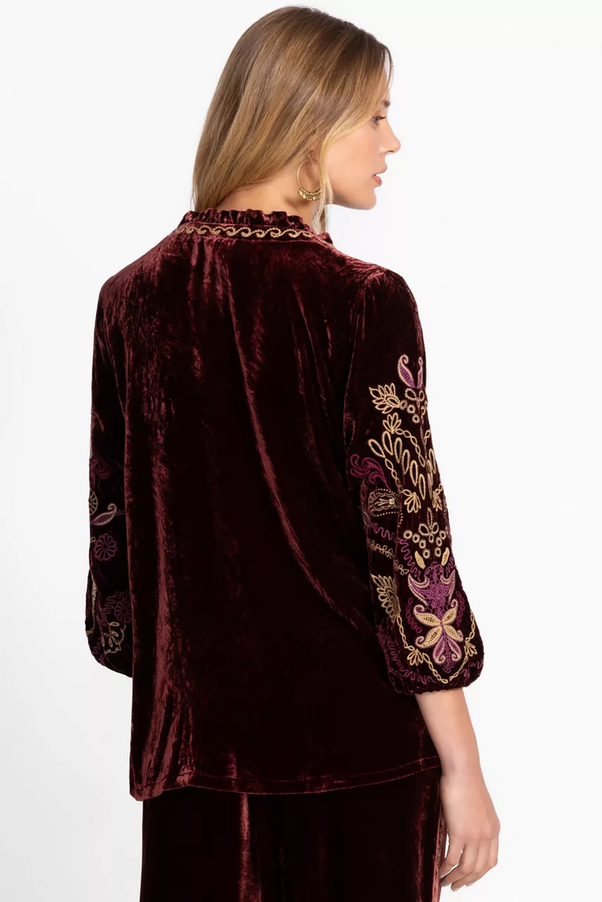 Johnny Was VELVET FIELD BLOUSE Blackberry