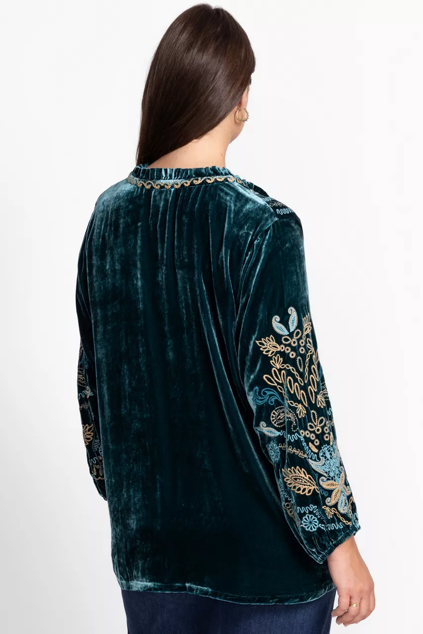 Johnny Was VELVET FIELD BLOUSE Peacock